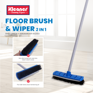 Kleaner Sikat Lantai Dengan Serokan Air 2 In 1 Gagang Panjang Floor Brush Pembersih Lantai KK2002