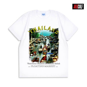 Joligolf เสื้อยืดลายไทย ลายตลาดน้ำ Landmark สถานที่ท่องเที่ยว ของฝาก งานสกรีนคุณภาพไม่หลุดไม่ลอก ลิขสิทธ์แท้ No.561