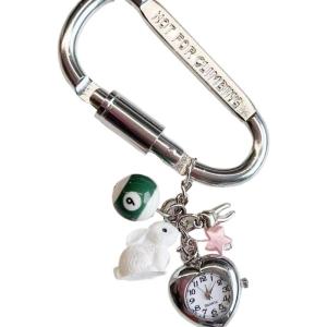 Sturdy Alloy Rabbit Keychain Charm Pendant with Retro Pocket Watch Designs for Everyday Use and Special Occasions