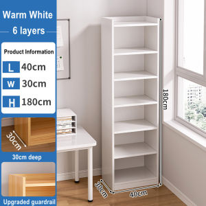 6 Tier Multipurpose Bookshelf Office File Storage Rack White Decorative Rack Wooden Shelf Home Utility Storage Rack