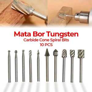 MATA BOR UKIR KIKIR KAYU CONE MATA BOR TUNGSTEN CARBIDE CONE SPIRAL 3-7 MM 10 PCS