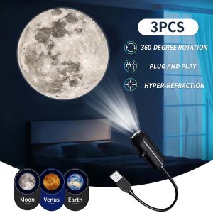 10 in 1 LED Planet Projection Lamp Night Light Moon Projector Night Light with 360° Adjustable Angle USB Charging