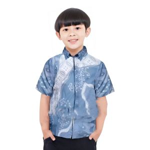 Kemeja Batik Couple Ayah dan Anak Motif Terbaru warna biru BATIK KELUARGA 2025