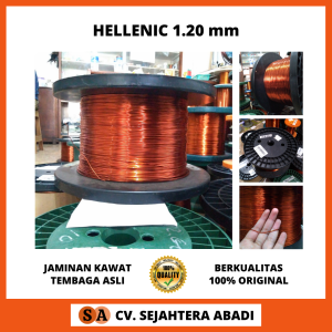 JAMINAN KAWAT TEMBAGA ASLI MERK HELLENIC Ukuran Tebal Kawat 1.20 120 mm 1.20mm 120mm Dijual per 100gr 100 Gram 1 Ons Dipakai Buat Gulung Dinamo Trafo Tamiya Generator Spull