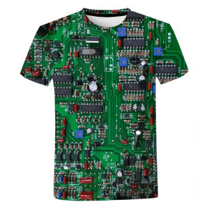Circuit Board Graphic Tshirts for Men 3D Print Summer Fashion T Shirt Electronic Chip Creative Tee Women Gym Clothes Tops