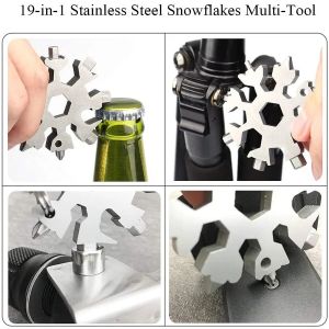 STAINLESS STELL PORTABLE 18 IN 1 SNOWFLAKE WRENCH MULTIFUNGSI GANTUNGAN KUNCI BENTUK SALJU SERBAGUNA