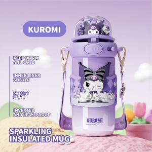 Sanrio Thermos Cup Childrens Water Bottle 580ML Cawan Termos Kanak-Kanak Straw With Hanging Rope