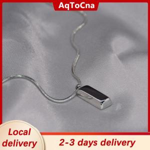 [COD] AqToCna Ship within 24 hours Creative Men Necklace Cool Geometric Necklace Titanium Clavicle Chain Boyfriend Gift Silver Color Bricks Punk Couple Necklace