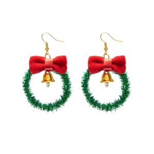 LUCKFRE 1Pair Christmas Tree Christmas Earrings Bowknot Bell Wreath Earrings Fashion Jewelry Xmas Dangle Earrings Women