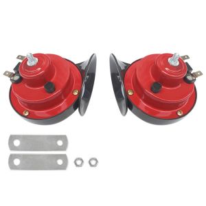 MARGETT 2Pcs 300DB Loud Car Horn Waterproof 12V/24V Motorcycles Speaker Motorcycles Modification Red Electric Snail Train Horn For Motorcycle Car Truck SUV Boat