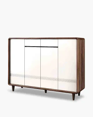 Hudo Solid MDF Wood With Gloss White Surface Shoe Cabinet