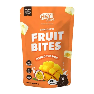 Hey! Chips Mango Passion Fruit Bites - Halal Freeze Dried Healthy Yoghurt Melts Snack
