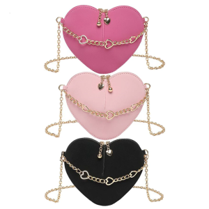 Fashion Heart Styles Black Shoulder Bag PU Leather Crossbody Bags Casual Travel Satchel Purse for Dates and Parties