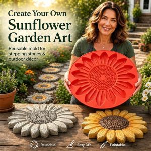 GINKG Sunflower Shaped Stepping Stone Mold Large Flower Shape Reusable Garden Paver Mould Mould DIY Walkway Stone Mold Outdoor Yard