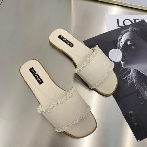 Free Shipping New Summer WomenS Sandals Korean Style Flat-Soled Fashionable And Designed For Outdoor Wear Featuring A Single-Strap Design With Tassels