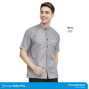 Baju Koko Kemeja Pakaian Pria Dewasa Lengan Pendek Bahan Katun - Insan Mosleem