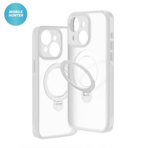 iPhone 15 XUNDD 360 Matte Skin Rotating Magnetic Ring Case (White) Mag Safe