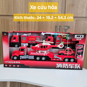 Bộ Xe Cứu Hỏa & Xe Bus Giáo Dục Đồ Chơi Mô Hình Cao Cấp Kèm Đèn và Nhạc Phù Hợp Trẻ 3+ Tuổi