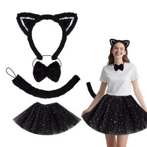 11.11 Versatile Halloween Catwoman Costume Accessories for Women Girls Cat Ears Headband Super Cool Sequined Cat Ears Cat Hairband h2610