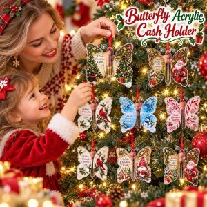 MAOMEI Unique Shape Butterfly Christmas Ornament Lightweight Clear Texture Cash Roll Clip Creative Currency Clasp Sturdy Gripper Acrylic Cash Holder Winter Party