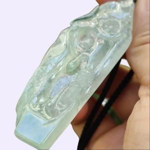 Crafted as Buddha with a Fengshui Wheel as Pendant on Natural Type A Jadeite Jade certificate weighs 18.79 grams measurement 65.1 * 23 * 6.6 mm (pendant384)