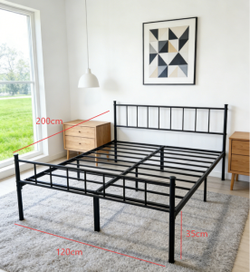 Easy Assembly Metal Bed Frame 200cm No Noise & Anti-Slip for Bedrooms High Load-Bearing Iron Rack