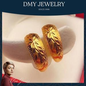 DMY Jewelry Earrings Women/Subang Telinga Perempuan/Emas Korea Cop 916/Lucky Flower Hoop Earrings Female/Earings for Women Modern/Gold 916 Original Malaysia/Emas 916 Original Lelong/Earing Emas 916 Original/Gift Set for Women/Kpop Merch