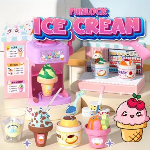 BYJ Funlock Happy Desserts Ice Cream Playset Creative Pretend Sweet Treat Toy for Kids