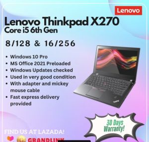 Lenovo ThinkPad X270 i5 6th Generation 8Gb Ram 256Gb New SSD Windows 10 Pro MS Office 2021 Used as new discounted item so NO VOUCHER ACCEPTED