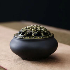 Ceramic Incense Burner Household Incense Holder Cone Coil Stick Incense Base with Cover