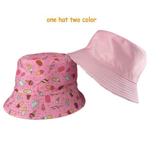 Cartoon Kids Hat Topi Fashion Bucket Hat Fisherman Hat Korean Style Two Sides Color Cute Boys Girls Travel Sunshade Topi Budak Summer Dinosaur Sun Protection Outdoor Activities