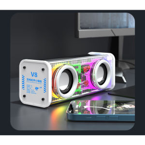 🎁 Original Product + FREE Shipping 🎁 V8 Transparent Mecha Wireless Bluetooth A88 Speaker Portable Subwoofer Stereo TWS Dual Machine Interconnection Music Center Speakers