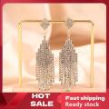 🚚【Local Express Delivery】🚚 S925 silver needle Classic Shiny Crystal Earrings Ladies Exaggerated Long Earrings Tassels Rhinestone Earrings Fashion Korean Ea. 