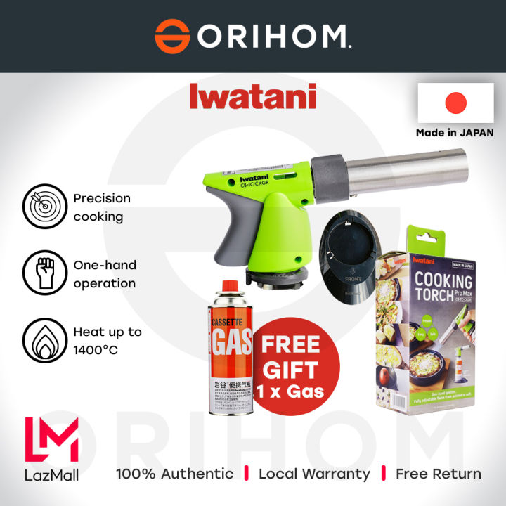 IWATANI CBTCCKGR Cooking Torch Pro Max Butane Gas Torch Burner Fire