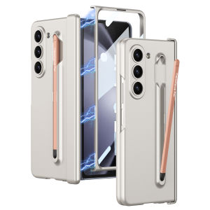 Fit Original Samsung Galaxy Z Fold5 S-Pen Protective Case For Samsung Galaxy Z Fold 5 Fold5 Case Ultra-Thin Fully Shock-proof Hinge Protection Case For Samsung Z Fold5 Case With Tempered Glass Protective Film