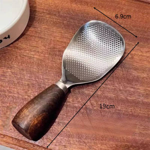 304 Stainless Steel Wooden Handle Rice Spoon Vertical Household Rice Spoon Self-Service Rice Spoon In Canteen