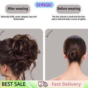 SHNGki Synthetic Hair Bun Chignon Messy Curly Gripping Clip Hairpin Elastic Scrunchy False Hair Pieces For Women Hairpins