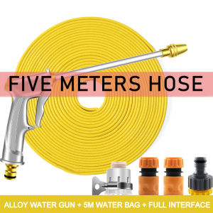 Thickened and lengthened portable high-pressure car wash sprayer garden PVC material hose 10 meters full set of car wash adjustable spray