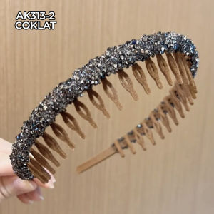 Bando Korea Sirkam Sisir Manik Kain Bludru Halus Elastis Gaya Elegant Fashion Aksesoris Rambut