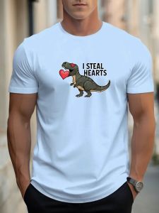 T Shirt For Men I STEAL HEARTS 100% Cotton Graphic Printing Summer Round Neck T-Shirt Casual Breathable Street Style Daily Top