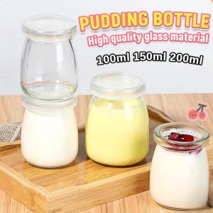 Pudding Bottle 200ml 300ml Glass Yogurt Cup Baking Mold With Lid