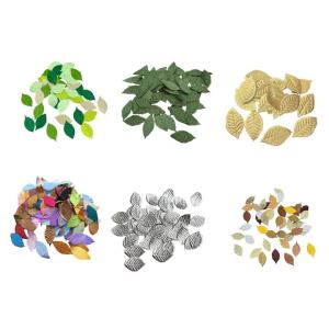 Kirilgu Fabric Applique 50 Pack 5Artificial Leaves for DIY Crafts Gift Wrap and Party Display Use Themes T6H1N