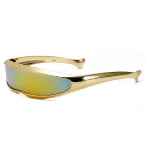 OOF One-piece Mirror Women Eyeglass Futuristic Electroplated Steampunk Sunglasses Vintage Eyewear Y2K Shades Men