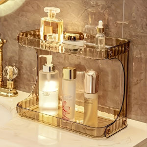 Double Layer Bathroom Organizer Shelf Makeup Storage Rack Skincare Cosmetic Liptick Holder Perfume Desk Display Stand
