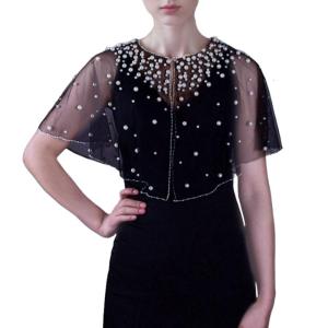 Wedding Shawl Sheer Jeweled Shawl Multifunctional Fashion Glinting Pearls for Dressing Up Bride Outfits