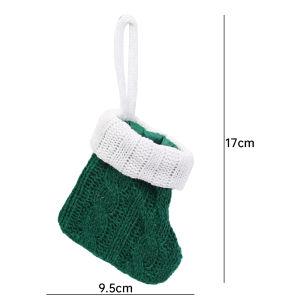 YESPERY ถุงเท้าถักลายคริสต์มาสสีเขียวสีแดง1/3ชิ้นปลอกช้อนส้อมถุงขนมคริสต์มาสจี้ต้นคริสต์มาสหุ่นตกแต่งโต๊ะอาหารบ้านปีใหม่
