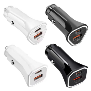 38W Double Port Car Chargers with Intelligent Current Distribution High Power Chargers for Fast Charging Multiple Devices