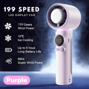 199 Speed Portable Handheld Aircond Turbo Fan Wind Speeds Adjustable Mini Fan Battery Electric Fan with Digital Display Cooling Fans