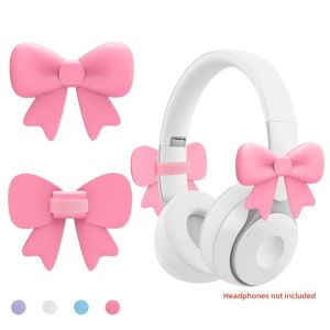 DOOUR 2PCS Bow Shape Headphone Decorations Silicone 3D Headset Attachment Creative Adjustable Earphone Charms Girls