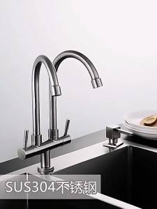 IGDL Fleksibel 1 dalam 2 Double mengendalikan Faucets dapur SUS 304 keran Sink dapur keluli tahan karat